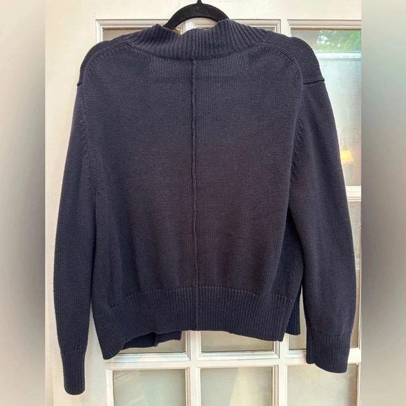 MICHAEL Michael Kors Dark Navy Cardigan Sweater Gold Clasp Closure Size XL - Picture 2 of 10